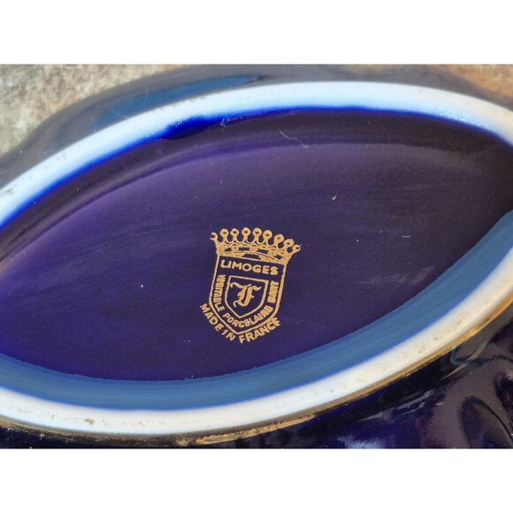 Limoges Castel Porcelain Trinket Or Jewelry Box Cobalt Blue W/ Courting Couple - Picture 11 of 12